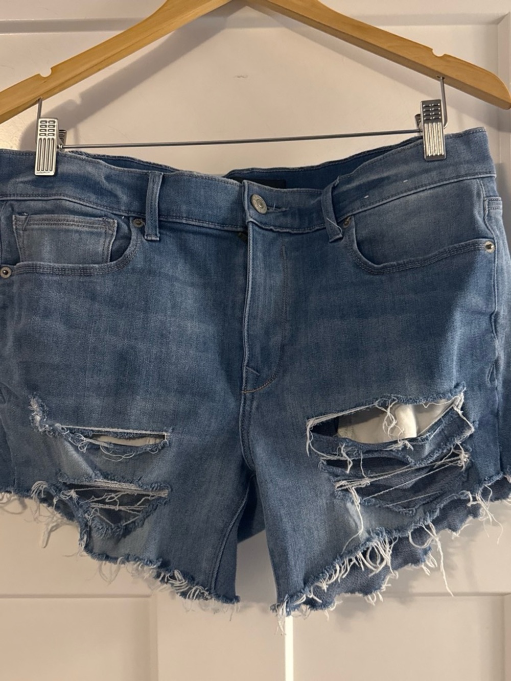 Express Distressed Denim Jean Shorts - Blue